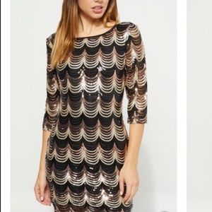 Adorable scallop sequin body con dress